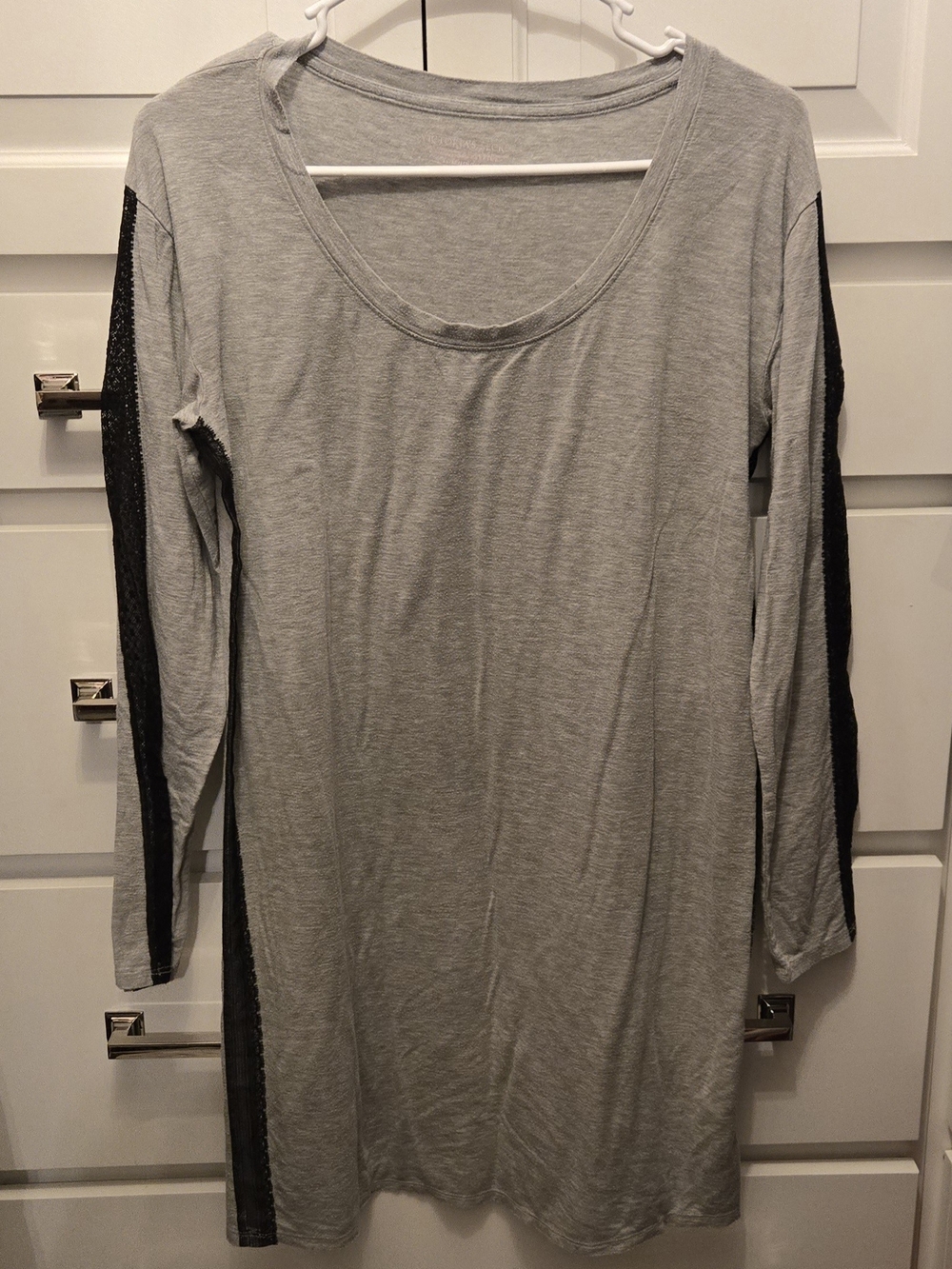 Victoria's Secret Light Gray Night Gown with Mesh Side Panels
